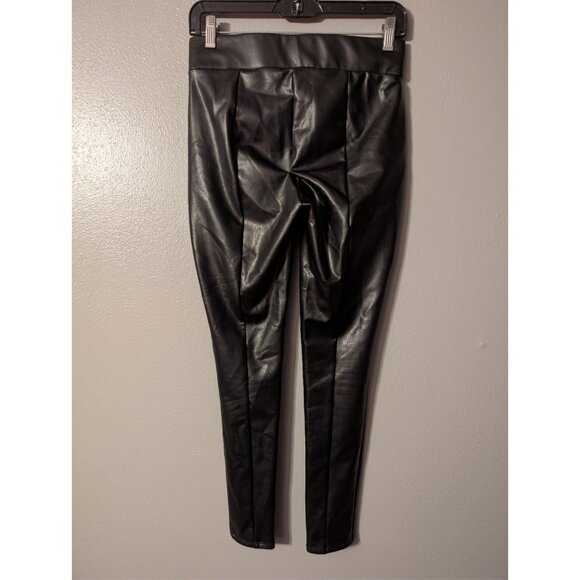 LOFT Faux Leather Leggings XS Black High Waist Pull On Stretch Pants Slim Fit - Picture 3 of 5